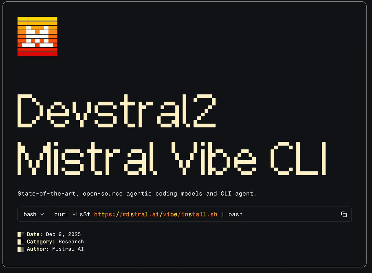 Devstral 2와 미스트랄 Vibe CLI