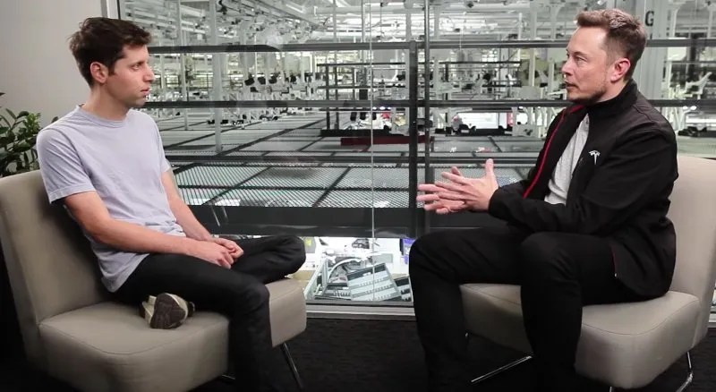 OpenAI 공동설립 직후 샘 알트만과 일론 머스크의 2016년 대담 장면