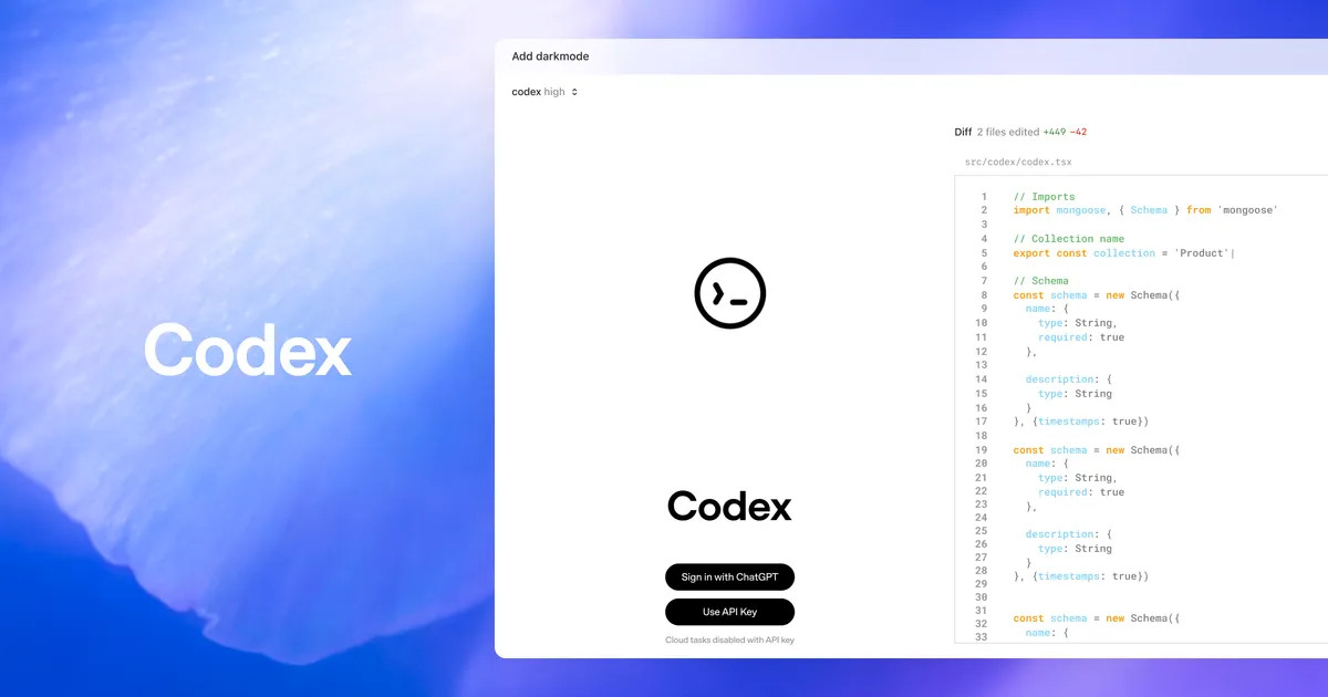 OpenAI Codex 데스크탑 앱 소개 이미지